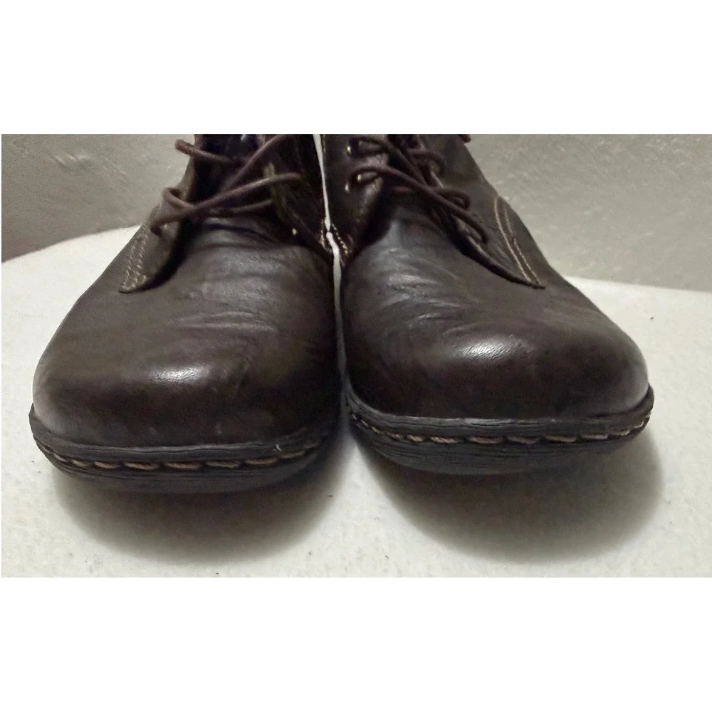Clarks Collection Womens 8.5 Dark Brown Leather Lace Up Side Zip Ankle Boots